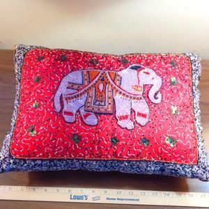Beaded elephant pillow